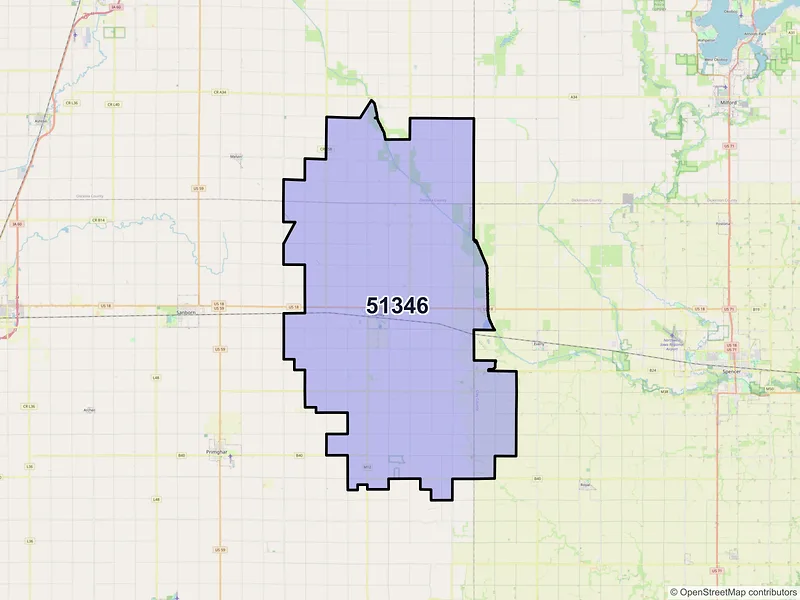 Map of ZIP Code 51346 — Hartley, IA