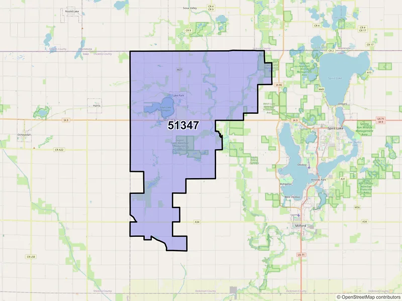 Map of ZIP Code 51347 — Lake Park, IA