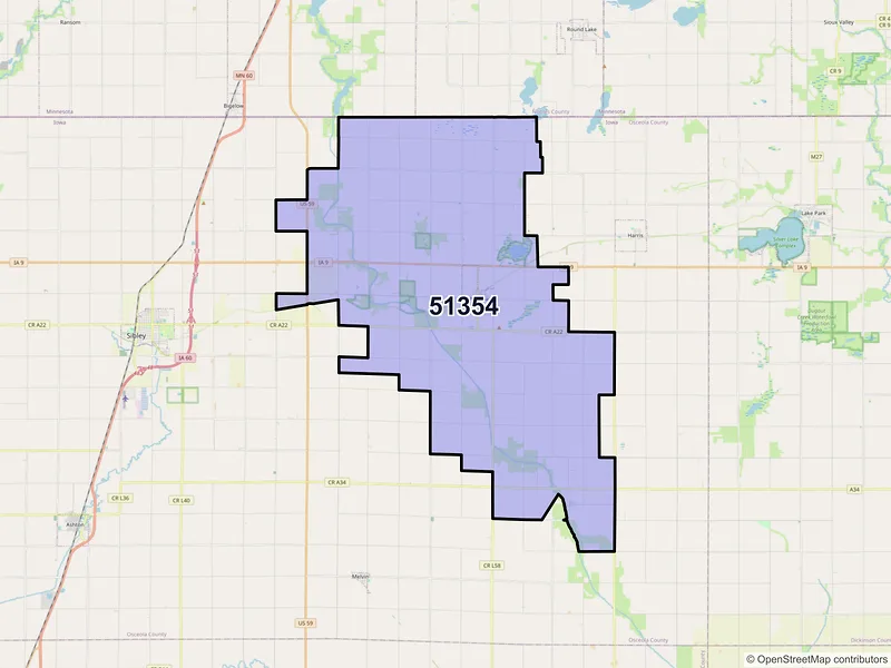 Map of ZIP Code 51354 — Ocheyedan, IA