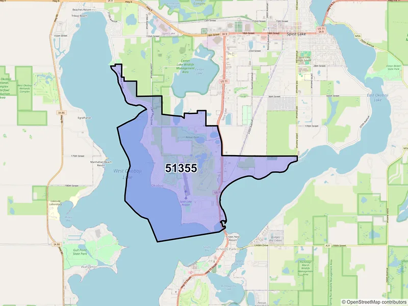 Map of ZIP Code 51355 — Okoboji, IA