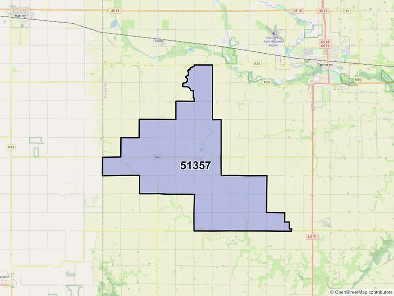 Map of ZIP Code 51357 — Royal, IA