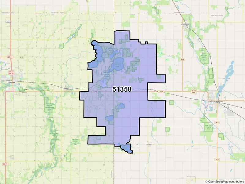 Map of ZIP Code 51358 — Ruthven, IA