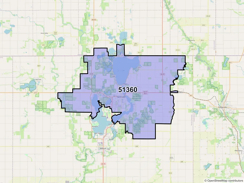 Map of ZIP Code 51360 — Spirit Lake, IA