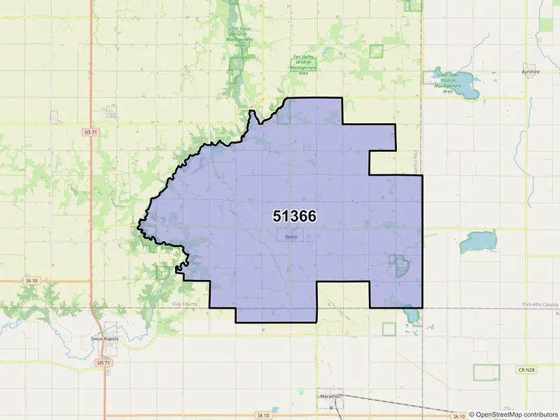Map of ZIP Code 51366 — Webb, IA