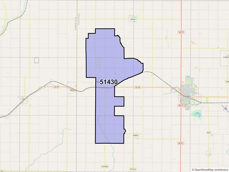 Map of ZIP Code 51430 — Arcadia, IA