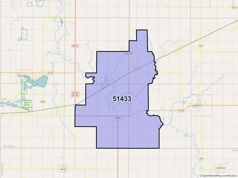 Map of ZIP Code 51433 — Auburn, IA