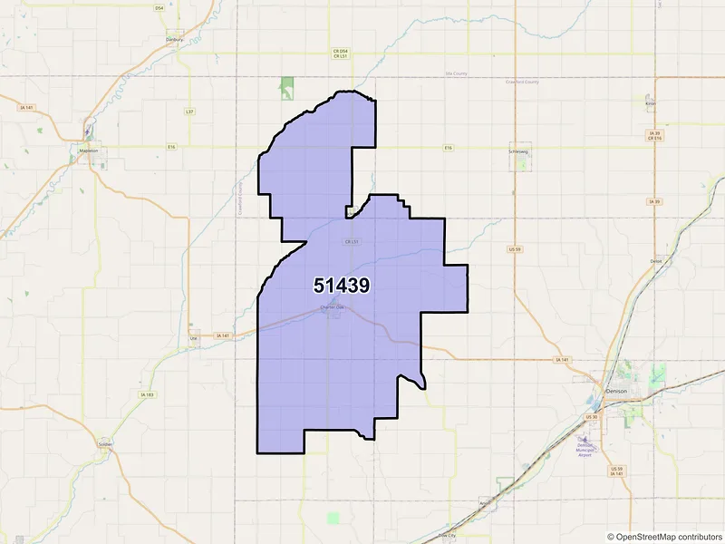 Map of ZIP Code 51439 — Charter Oak, IA