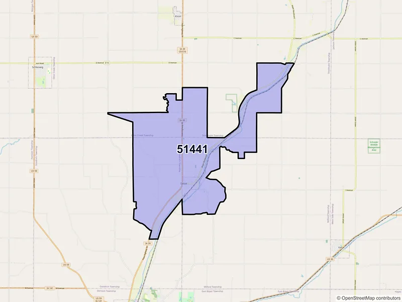 Map of ZIP Code 51441 — Deloit, IA