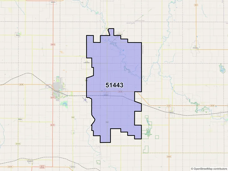 Map of ZIP Code 51443 — Glidden, IA