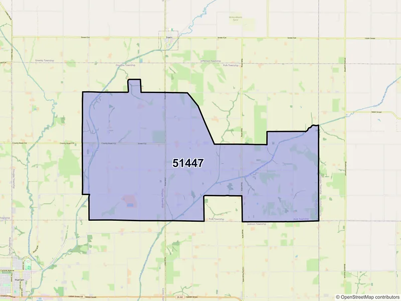 Map of Kirkman, Iowa and ZIP codes