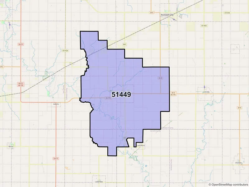 Map of ZIP Code 51449 — Lake City, IA