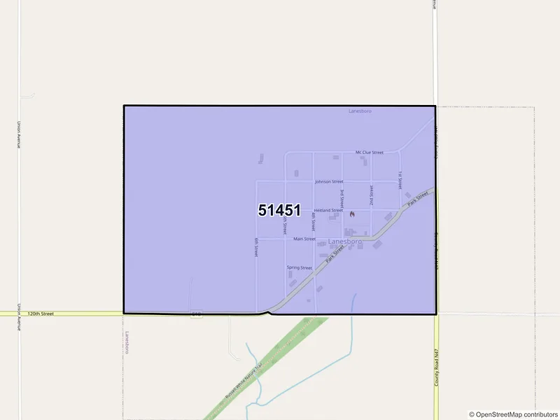 Map of Lanesboro, Iowa and ZIP codes