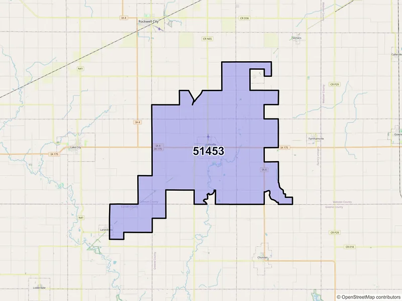 Map of ZIP Code 51453 — Lohrville, IA
