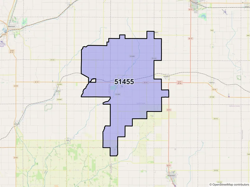 Map of Manning, Iowa and ZIP codes