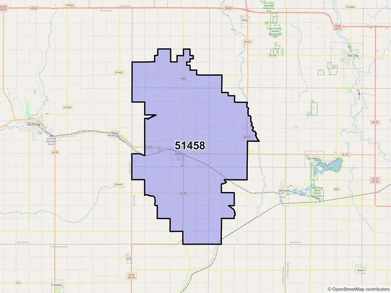 Map of ZIP Code 51458 — Odebolt, IA