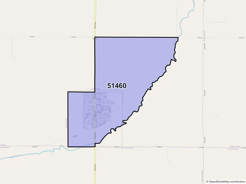 Map of Ricketts, Iowa and ZIP codes