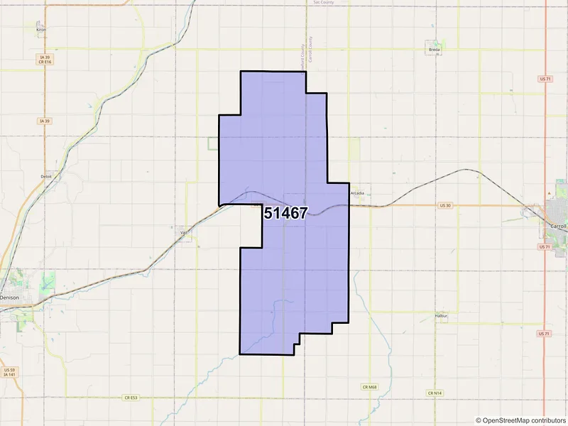Map of Westside, Iowa and ZIP codes