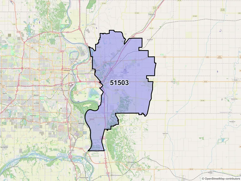 Map of ZIP Code 51503 — Council Bluffs, IA