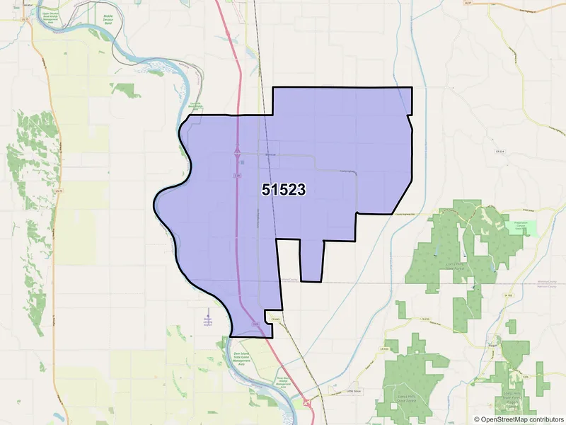 Map of ZIP Code 51523 — Blencoe, IA