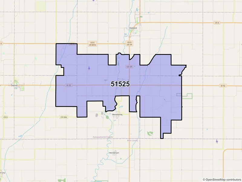Map of ZIP Code 51525 — Carson, IA