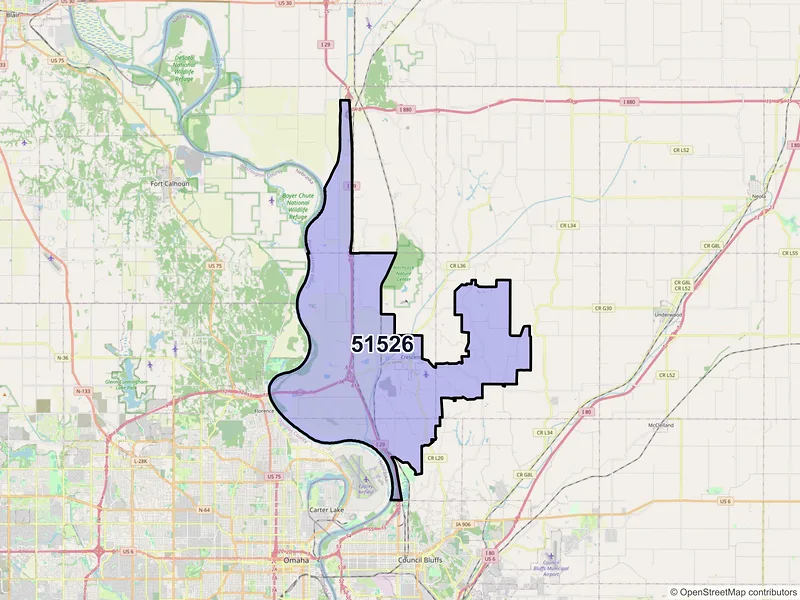 Map of Crescent, Iowa and ZIP codes