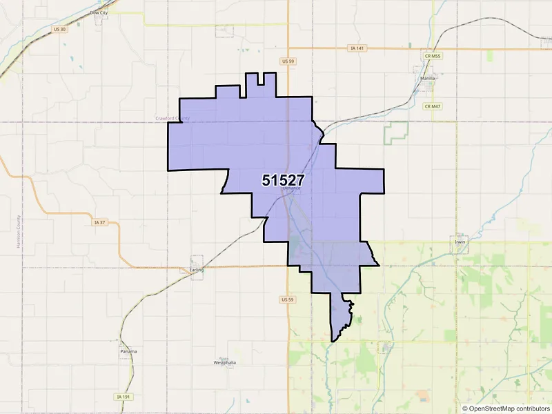 Map of ZIP Code 51527 — Defiance, IA