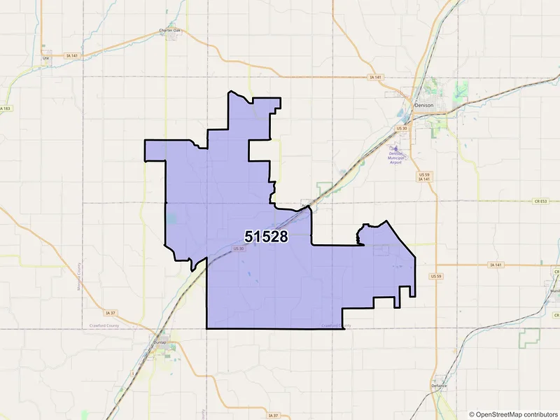 Map of ZIP Code 51528 — Dow City, IA