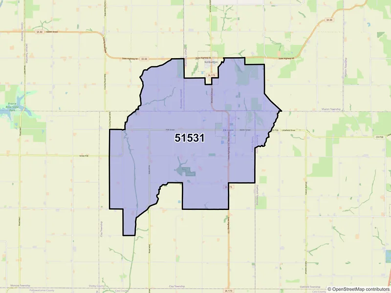 Map of ZIP Code 51531 — Elk Horn, IA