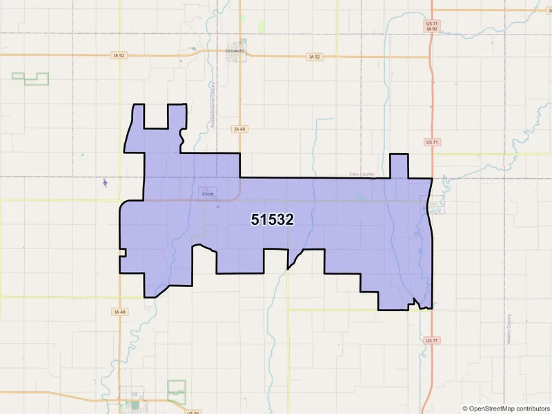 Map of ZIP Code 51532 — Elliott, IA