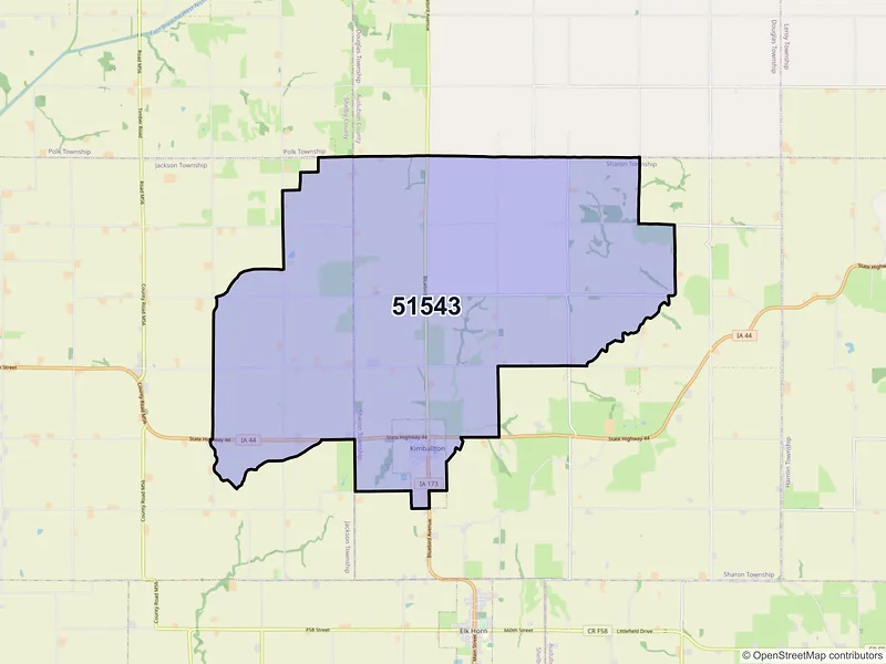 Map of ZIP Code 51543 — Kimballton, IA