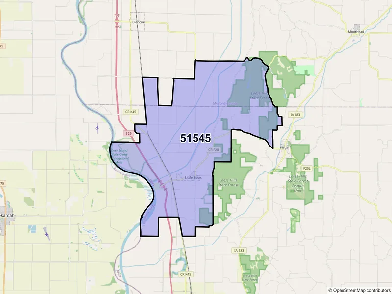 Map of ZIP Code 51545 — Little Sioux, IA