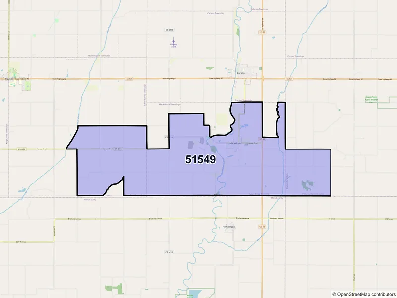 Map of ZIP Code 51549 — Macedonia, IA