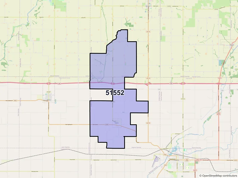 Map of ZIP Code 51552 — Marne, IA