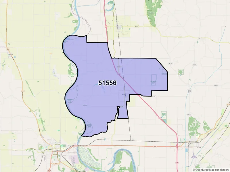 Map of ZIP Code 51556 — Modale, IA
