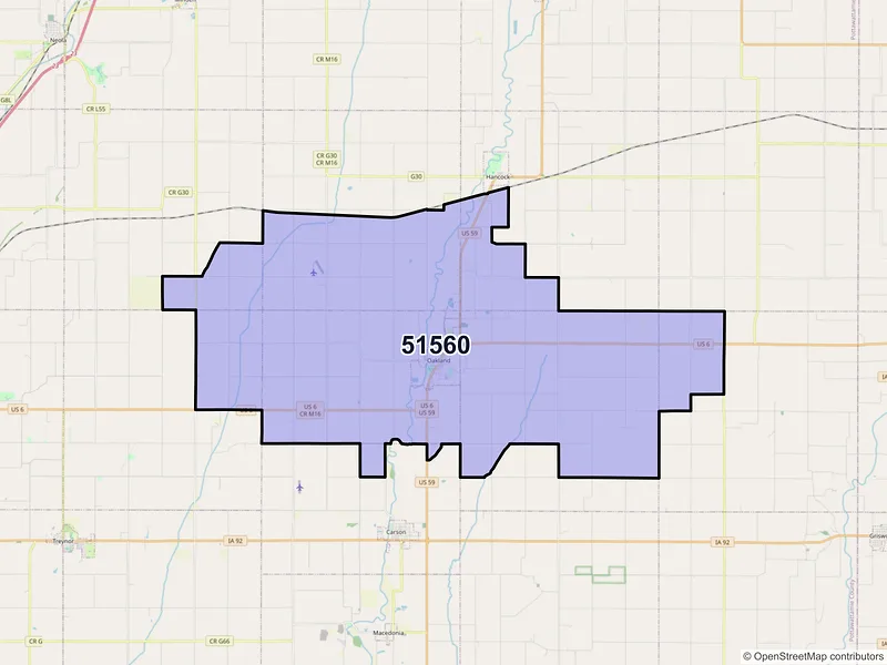 Map of ZIP Code 51560 — Oakland, IA