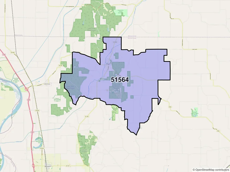 Map of ZIP Code 51564 — Pisgah, IA