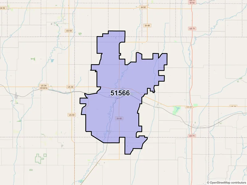 Map of ZIP Code 51566 — Red Oak, IA
