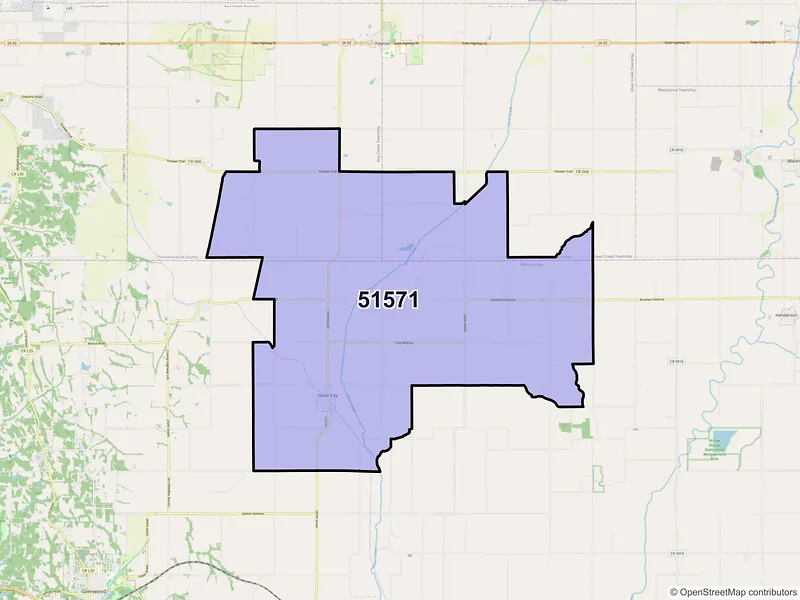 Map of ZIP Code 51571 — Silver City, IA