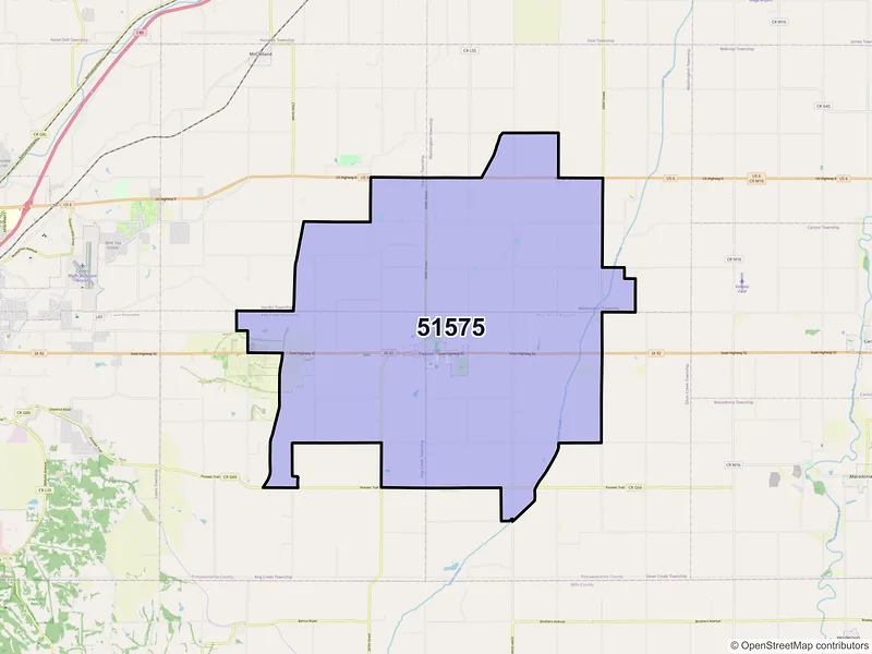 Map of ZIP Code 51575 — Treynor, IA