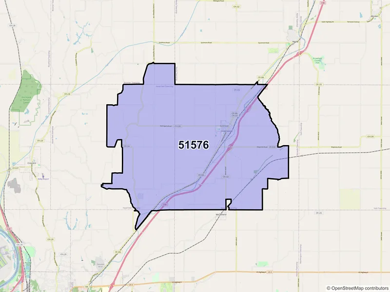 Map of ZIP Code 51576 — Underwood, IA