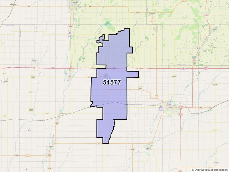 Map of ZIP Code 51577 — Walnut, IA