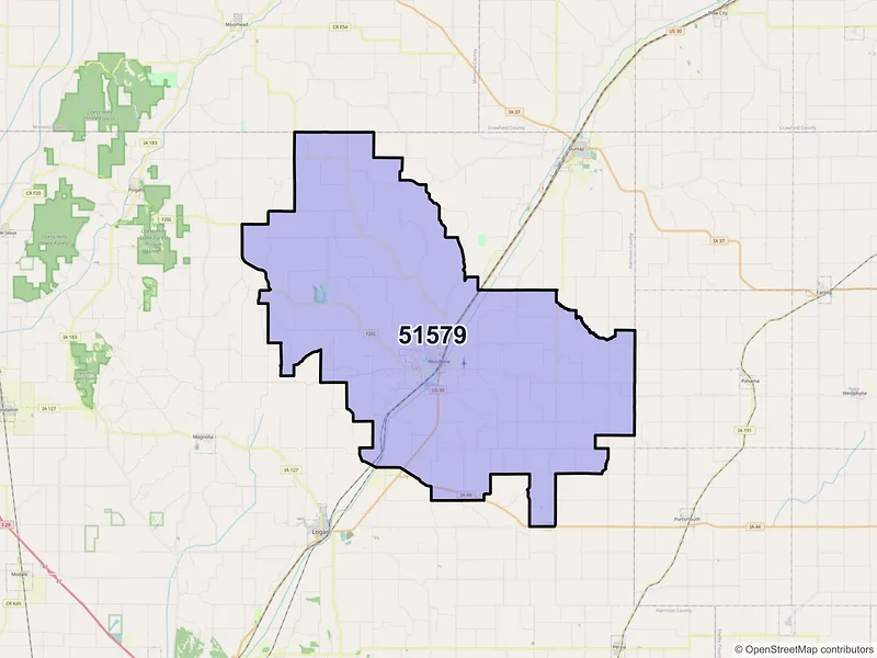 Map of ZIP Code 51579 — Woodbine, IA