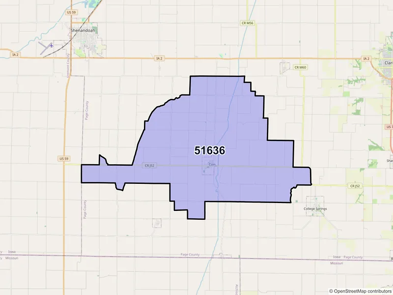 Map of ZIP Code 51636 — Coin, IA