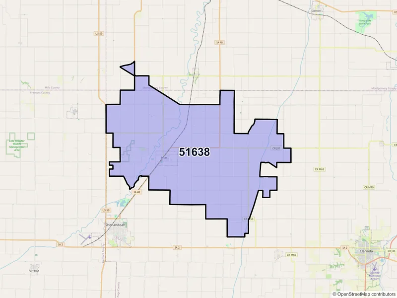 Map of ZIP Code 51638 — Essex, IA