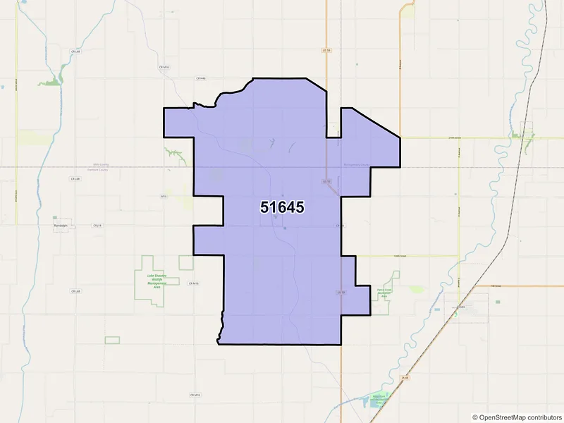 Map of ZIP Code 51645 — Imogene, IA
