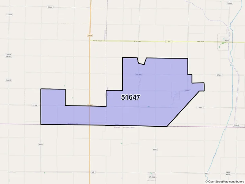 Map of ZIP Code 51647 — Northboro, IA