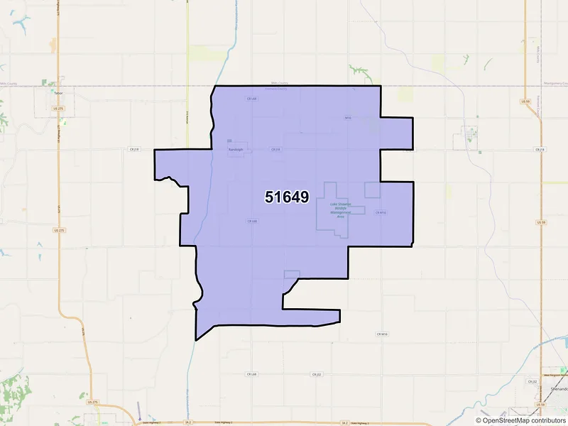 Map of ZIP Code 51649 — Randolph, IA
