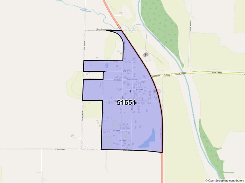 Map of Shambaugh, Iowa and ZIP codes