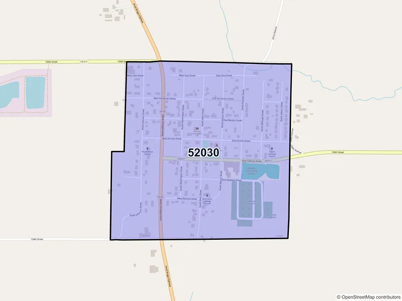 Map of Andrew, Iowa and ZIP codes