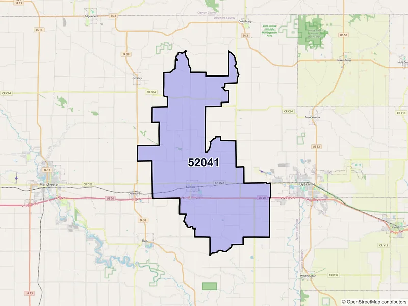 Map of ZIP Code 52041 — Earlville, IA